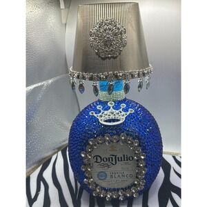 Rhinestone Don Julio Tequila Bottle Lamp, Cobalt Blue Decor